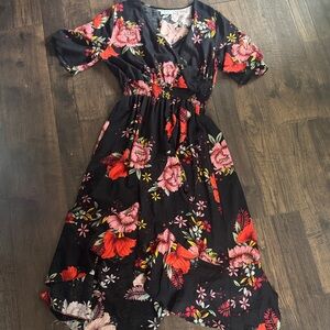 KorMei Floral Black and Red Dress size XL